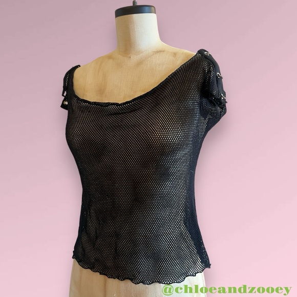 Y2K VINTAGE Lip Service 2004 Fash-ist Fishnet Top Rare Edgy Alt